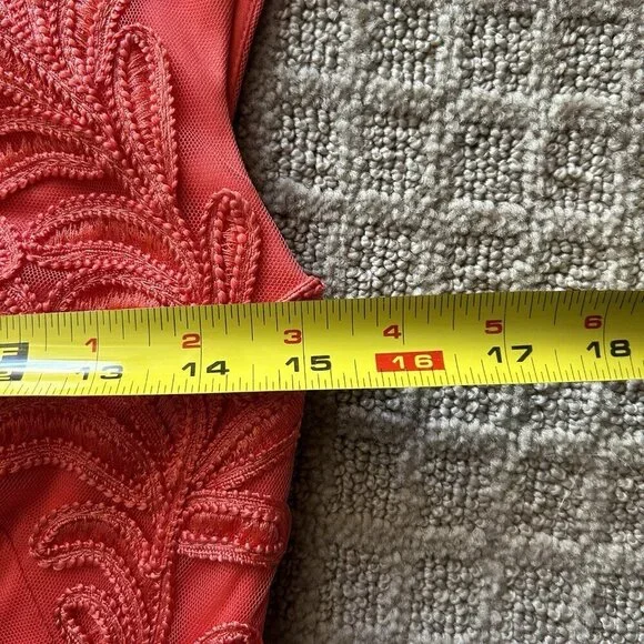 Sue Wong Womens Size 0 Coral Sleeveless Dress Designer Cocktail Embroidered NWOT - Picture 4 of 10